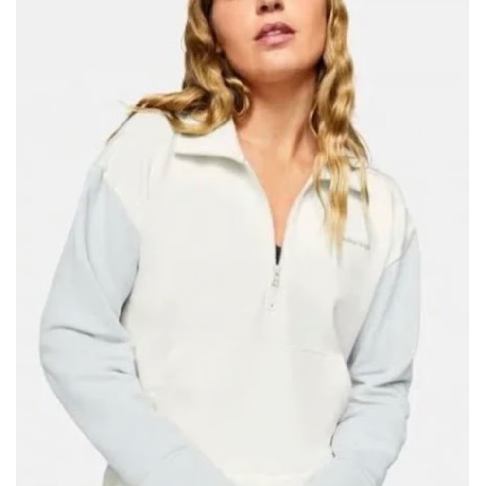 Outdoor Voices Womens Medium Colorblock Quarter Zip Pullover Cropped Sweatshirt
